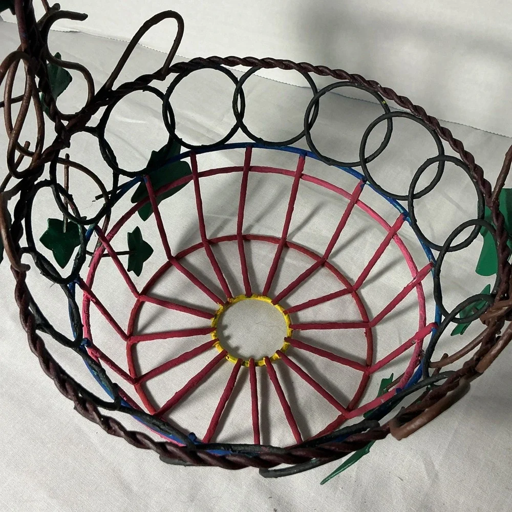 Vintage Multi-color Free Standing Farmhouse Egg, Garden Or Indoor Basket